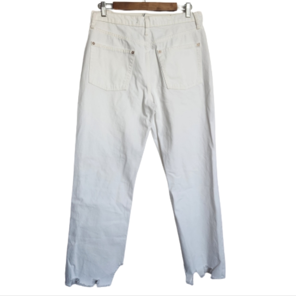 We the Free People Women Tapered Baggy Jeans White Sz 30 Distressed Hi-Rise NWT - Picture 3 of 12